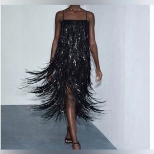 ZARA SEQUIN FRINGE DRESS
